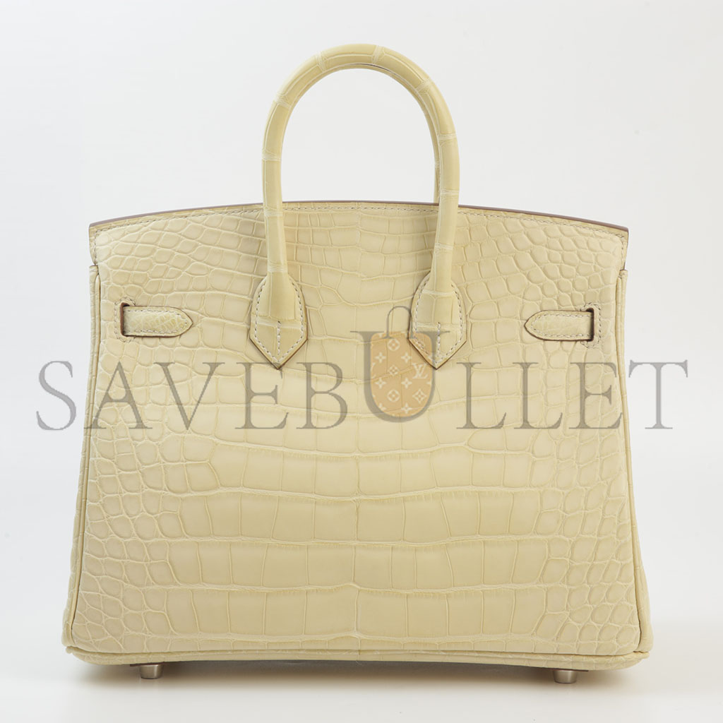 H**mes master birkin 20 crocodile leather vanilla silver buckle h041350ck03 (20*15.5*11cm)